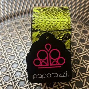 2 for $10 Paparazzi Lime Green and Black Snakeskin Bracelet with silver hardware